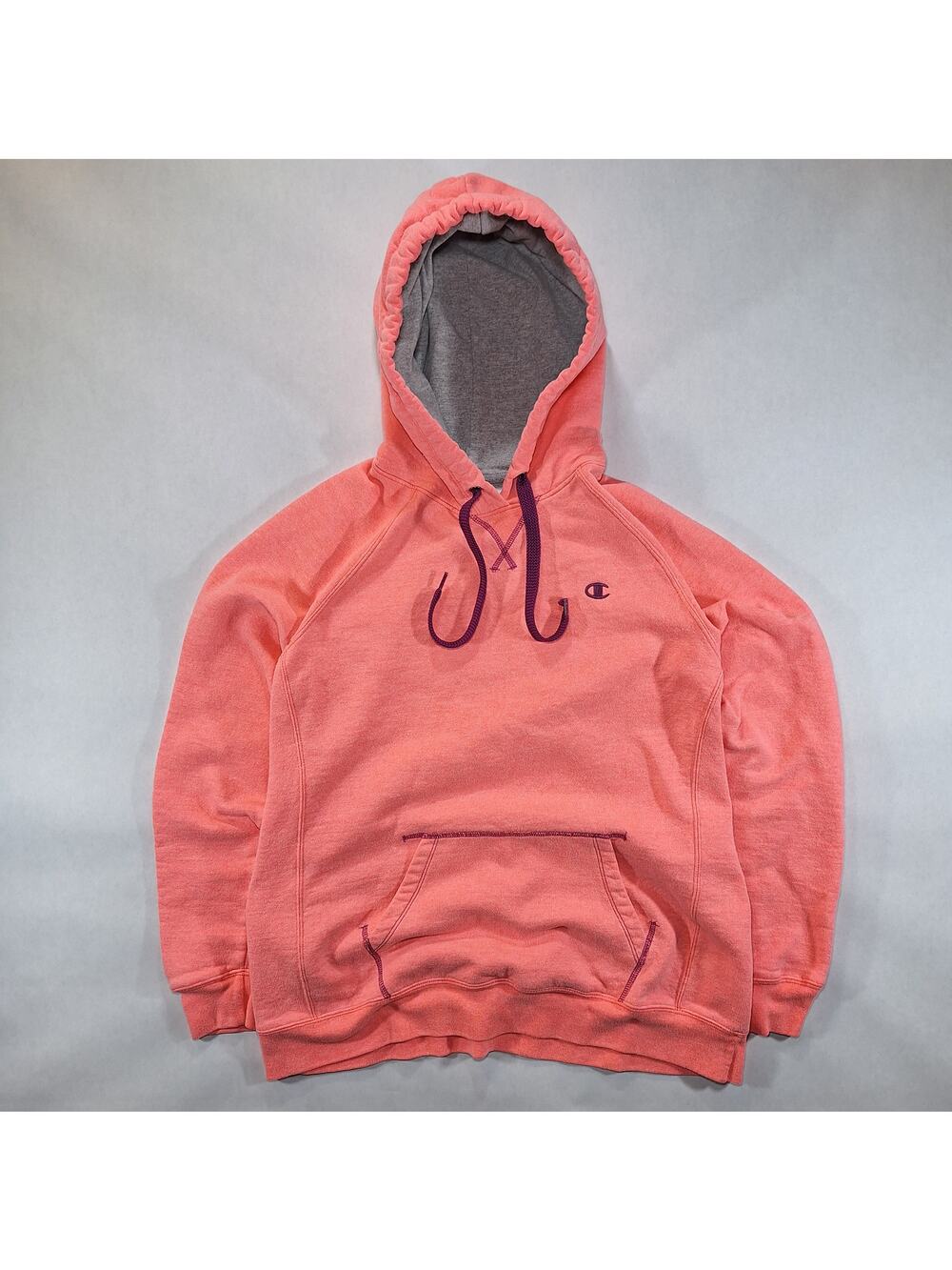 Champion Hoodie Sweatshirt Womens XL Extra Large Pink Pullover Eco Fleece